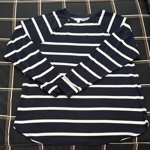 LuLaRoe Navy and White Striped Long Sleeve Shirt